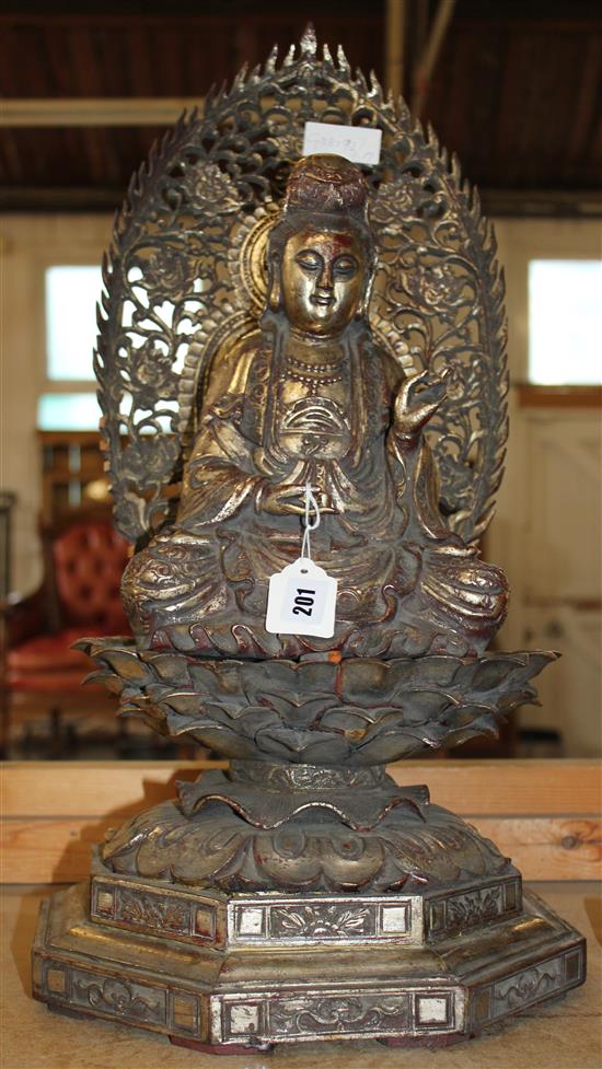 Carved silvered figure of a Quan Yin